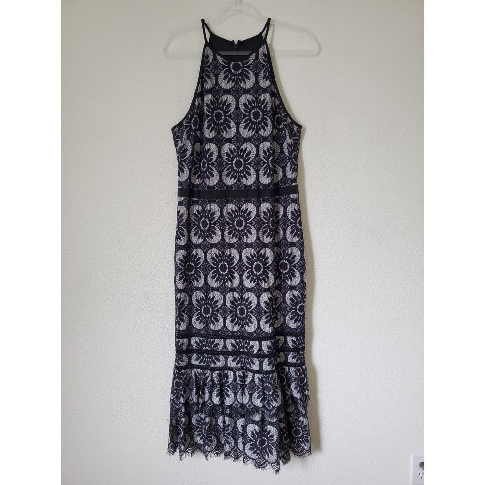 Banana Republic NWT Lace Midi Dress Black White‎ Halter Neck Women's Sheath - Picture 5 of 14